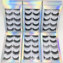 Laser Packaging 5 Pairs mink lashes set thick natural long reusable false eyelashes eye makeup accessories DHL Free