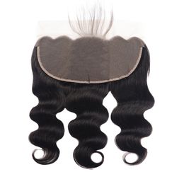 Brazilian Peruvian Indian 100% Human Hair 13X6 Lace Frontal Body Wave Top Closures Free Part Straight Pre Plucked