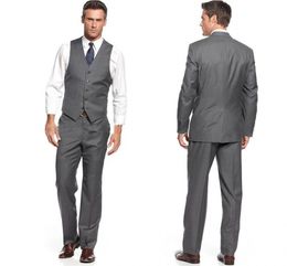 Grey Men Wedding Suits Man Blazer Jacket Vest Pants Slim Fit Groom Tuxedos Bridegroom Suit 3 Piece Prom Wear Costume Homme Custom Made