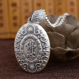 Fashion- Buddha Lotus Oval Pendant 990 Silver Hang Pure Original S990 Thai Silver Pendants Women for Jewelry Making