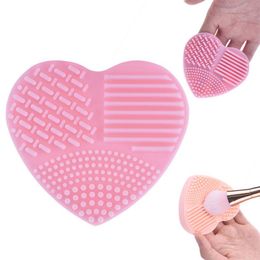 100pcs/lot Heart Shape Clean Make up Brushes Wash Brush Silica Glove Scrubber Board Cosmetic Cleaning Tools for makeup brushes 8 colors