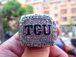 2014 TCU Horned Frogs Big 12 Championship Ring with Wooden Display Box Souvenir Men Fan Gift Wholesale 2024