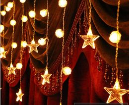 3.5X0.65M 96 LED Snowball Star Edelweiss Curtain String Lights Christmas Wedding Party Holiday Garden Decoration US/EU/AU/UK Plug