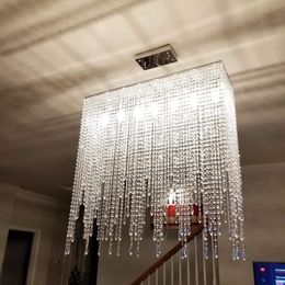 Restaurant Dining Decorating Linear Square Modern Crystal Rectangle Chandelier Droplight LED Lamp Restaurant Dining Decorating Linear Square Modern Crystal Rectangle Chandelier Droplight LED Lamp
