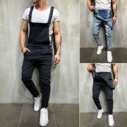 Designer Brand 2019 Men Denim Carpenter Overalls Casual Pants Loose Pants Bib Men's Fashion Hip Hop Jumpsuit Bib