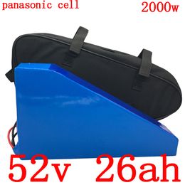 51.8V 52V 1000W 2000W Lithium battery use panasonic cell 25AH ebike electric bicycle with 5A charger+bag