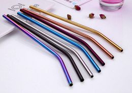 6*215mm Coloured Stainless Steel Straws Reusable Cocktail Straws Bent Straight Metal Straws For Coffee Birthday Party Decoration 1000pcs