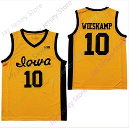 2020 New Iowa Hawkeyes College Basketball Jersey NCAA 10 Wieskamp Yellow All Ed and Embroidery Men Youth Size