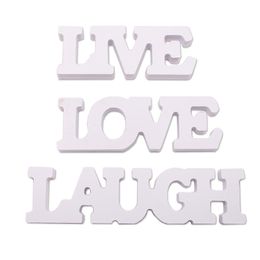 Live Love Laugh Wooden Letters Laser Cut Wood Sign Wall Decor in White Plaque Sign Engagement Wedding Party Decorations