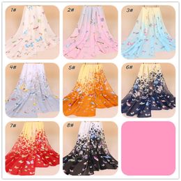 Women Summer Silk Scarf Chiffon Thin Shawls And Wraps Foulard Flower Hijab Stoles Women's Soft Silk Scarf Wraps Chiffon Scarf