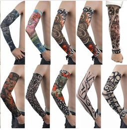 10 pcs/set Skin Proteive Nylon Stretchy Fake Temporary Tattoo Sleeves Arm Stockings Design Body Cool Men Unisex Fashion Arm Warmer Hot