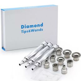 Metal Hydro Face Skin Dermabrasion Treatment Handle 12 Pcs Metal Tips Skin Dermabrasion Diamond Tips and Wands High Speed Skin Deep Cleaning