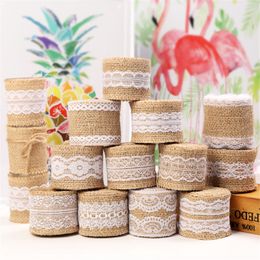 2m Burlap Natural Jute Ribbon Hessian Lace Jute Roll Rustic Vintage Wedding Decor Festival Party 5cm Width yq01940