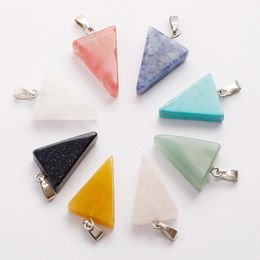 Free Charms triangle shape natural Stone Crystal Beads mix Colour Necklace Pendants DIY Jewellery Making earring for Holiday gifts wholesale