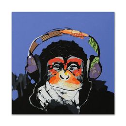 Decorated Abstract Picture Art Painting on Canvas Hand Painted Chimpanzee Oil Painting King Kong for Sofa Wall Decoration [Unframed]