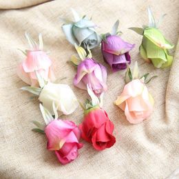 10PCS/Lot 4.5CM Artificial Silk Rose bud Flowers Heads Simulation Rose Buds Home Decor Wedding DIY Decoration rose bud head