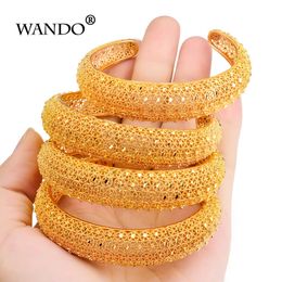 WANDO Newest 4pcs/lot Ethiopian Jewelry Gold Color Bangles Dubai Gold Bangles For African Cuff Bracelets For Women Gifts b141