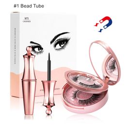 Magnetic Eyeliner Eyelashes Set with Tweezer 2 pairs 3D Faux Mink Lashes Liquid Eye liner False Eyes lash Kit Gift box