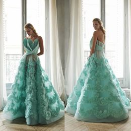 A Line Prom Dresses Unique Design Strapless 3D Flower Appliques Evening Dress Party Red Carpet Formal Wear Ogstuff robes de soirée