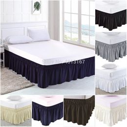 Wrap Around Bed Skirt Elastic Dust Ruffle Bed Skirts Solid Color Easy On Easy Off Wrinkle & Fade Resistant Classic Stylish 38cm Y2195W