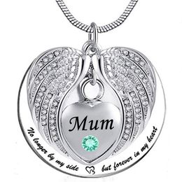 Unisex No Longer by My Side But Forever in My Heart mum Cremation Ashes Urn Pendant Stainless Steel waterproof Necklace