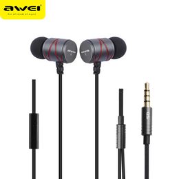 Awei Q5i Metal Wired Earphone Earbuds Stereo Headset With Microphone Super Bass In-Ear Auriculares Earphones For Phone Phones