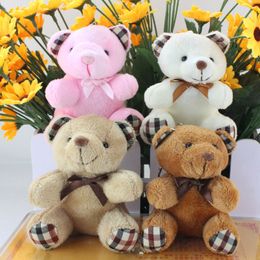 4 Colors 11cm Kids Plush pendant diy bow tie Bear pendant Lovers Stuffed Animals figure birthday present Plush dolls gift toys