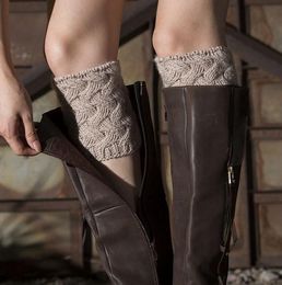 Fashionable Womens Short Crochet Boot Cuffs Girl stretchy soft Winter Cable Knitted Leg Warmers Cotton Boots Socks 8 Colours
