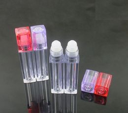 6.5ml Square Lip Gloss Oil Roll On Bottle Portable Empty Refillable Makeup Container Tube Vials WB2146