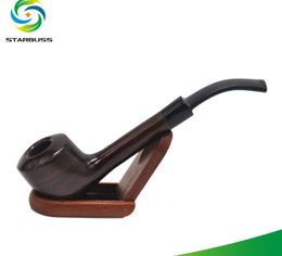 Classical solid wood handicraft pipe with retro long-pole bending and circled Photinia wood removable pipe
