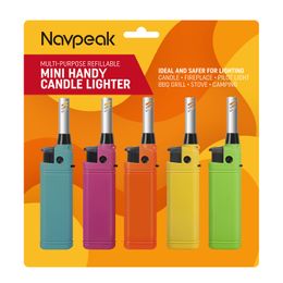 Navpeak 5 PACK Mini Candle Lighter Handy Refillable for Kitchen Fireplace Pilot Light BBQ Grill Stove