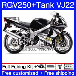 Body +Tank For SUZUKI RGV250 VJ22 1988 1989 1990 1991 1992 1993 307HM.49 RGV-250 Silvery black VJ21 RGV 250 88 89 90 91 92 93 Fairing kit