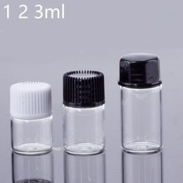 1ml (1/4 dram) Glass Essential Oil Bottle Transparent perfume sample tubes Bottle with Plug and caps free shipping F3380