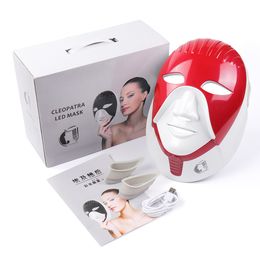 Foreverlily Rechargeable 7 Colours Led Mask For Skin Care Led Facial Mask With Neck Egypt Style Photon Therapy Face Beauty SPA