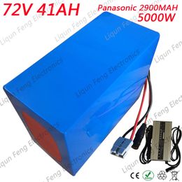72V 40AH E-bike Battery Pack use Panasonic 2900MAH Cell Lithium Battery Pack for 72V 3000W 5000W 7000W Controller + 5AH Charger.