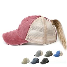 Ponytail hat Adjustable Sunshade Mesh Sun Hat Sport Accessories Mesh Ponytail Baseball Caps Fashion Snapback hats Outdoor Beach Cap TL1252