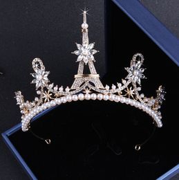 -Shinning Princess Gold Tower Bear Crystals Bridal Tiaras Crowns Bridal Dupdieces Bridal Аксессуары Свадебные Tiaras / Crowns T302526