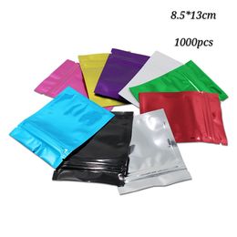 Colourful zip lock zipper seal plastic mylar pouches packing bags gift and craft Aluminium foil food grade storage package bag 1000pcs 8.5*13cm