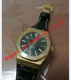 N8 Factory Best Quality 41mm Black Dial Selfwinding 15400 Automatic Movement Transparent Back Mens Fashion Watches Wristwatches