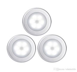 Portable Battery operated sensor night lamp round panel lights Cool white with 3M stick and magnet stick PIR detection Entrance Hallway