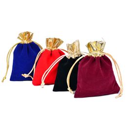 Velvet Jewelry Drawstring Pouch Bag Fabric Jewellery Cosmetic Gift Packaging Multi-purpose Small Bags Size DHL Free