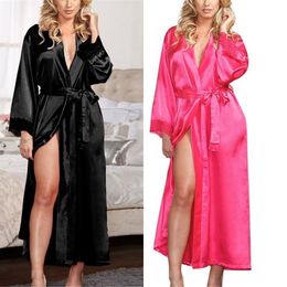 Gorgeous Wedding Robes V Neck Long Sleeves Lace Appliqued Ribbon Sashes Night Gown For Women Sweep Train Custom Made Bridesmaid Robe