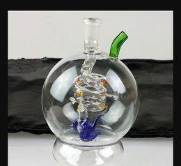 The roundness of the spiral tap water glass bottle Wholesale Glass bongs Oil Burner Glass Water Pipes Oil Rigs Smoking Free