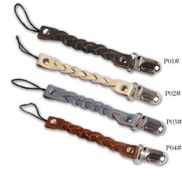 hot sale Pu leather Baby Pacifier Clips Pacifier Chain Ribbon Holder Dummy Clip Nipple Holder For Nipples Children Pacifier Clip