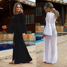 Women's Beach Bikini Cover up Sarongs Long Kaftan Dress Summer Boho Maxi Dress Swimwear Mesh See-Through Sundress Swimming