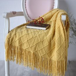 Knitted Decorative Throw Blanket with Tassel Office Nap Travel Sofa Plaid for Children Adult Cobertor Comforter Winter Bedspread
