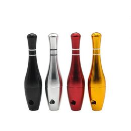 Durable Metal Smoking Pipe Bowling Shaped Detachable Smoke Handpipes Manual Herbal Pipes Accessories Gold Sliver Colour