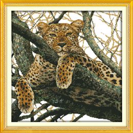 The cheetah tiger leopard decor paintings ,Handmade Cross Stitch Craft Tools Embroidery Needlework sets counted print on canvas DMC 14CT /11CT