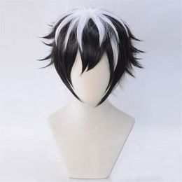 Fate/EXTELLA LINK Charlemagne Cosplay Wig Men's Short Black White Wigs