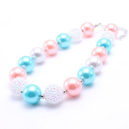Coral Pink Design Kid Chunky Necklace Fashion Toddlers Girls Bubblegum Bead Chunky Necklace Jewellery Gift For Children